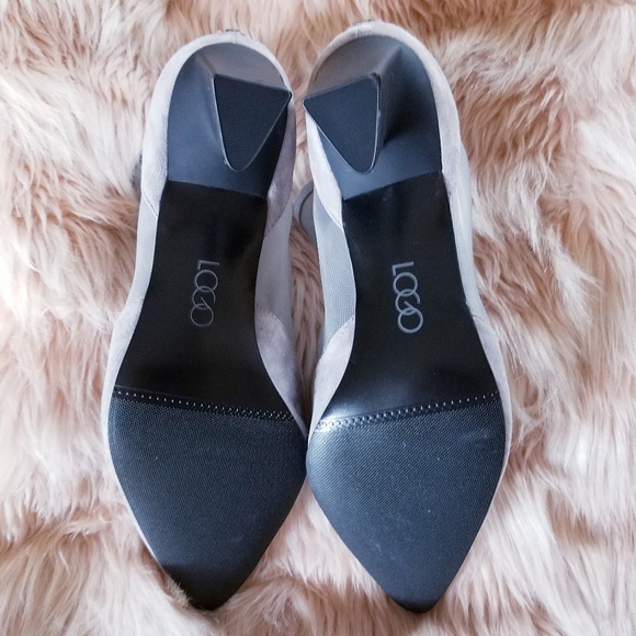NWOT LOGO Suede + Mesh Grey Ankle Boots w Heels - Picture 7 of 8